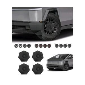 Set of 4 Wheel Center Cap Accessories For 2024-2025 Tesla Cybertruck Matte Black